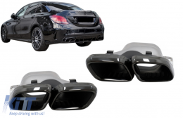 Exhaust Muffler Tips suitable for Mercedes C-Class W205 S205 C205 A205 C63 C63S Facelift (2019-up) Black-image-6076869