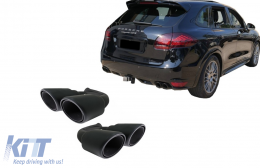 Exhaust Muffler Tips suitable for Porsche Cayenne 92A V6 V8 Petrol (05.2010-09.2014) GTS Design Matte Black-image-6075946