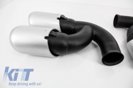 Exhaust Muffler Tips suitable for Porsche Cayenne 92A V6 V8 Petrol (05.2010-09.2014) GTS Design Silver-image-5987931