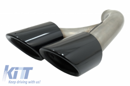 Exhaust Muffler Tips suitable for Porsche Cayenne 92A Facelift (10/2014-2017) GTS Design Piano Black-image-6060745