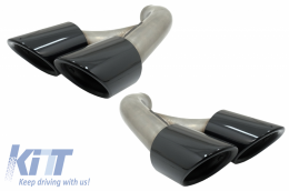 Exhaust Muffler Tips suitable for Porsche Cayenne 92A Facelift (10/2014-2017) GTS Design Piano Black-image-6060746