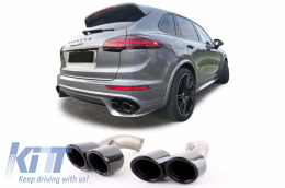 Exhaust Muffler Tips suitable for Porsche Cayenne 92A Facelift (10/2014-2017) GTS Design Piano Black-image-6060747