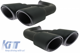 Exhaust Muffler Tips suitable for Porsche Cayenne 92A V6 V8 Diesel (05.2010-09.2014) GTS Design Matte Black-image-6060760