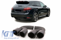 Exhaust Muffler Tips suitable for Porsche Cayenne 92A V6 V8 Diesel (05.2010-09.2014) GTS Design Matte Black-image-6060764