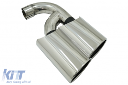 Exhaust Muffler Tips suitable for Porsche Cayenne I Facelift SUV 9PA1 V8 (2007-2010) Chrome-image-6079105