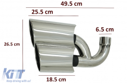 Exhaust Muffler Tips suitable for Porsche Cayenne I Facelift SUV 9PA1 V8 (2007-2010) Chrome-image-6079107