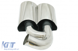 Exhaust Muffler Tips suitable for Porsche Cayenne I Facelift SUV 9PA1 V6 (2007-2010) Chrome-image-6079095