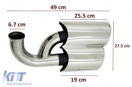 Exhaust Muffler Tips suitable for Porsche Cayenne I Facelift SUV 9PA1 V6 (2007-2010) Chrome-image-6079097