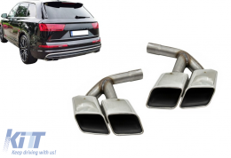 Exhaust Muffler Tips Tail Pipes suitable for Audi Q7 4M (2015-2019) SQ7 Design Chrome Only 3.0 Petrol Gasoline-image-6101438