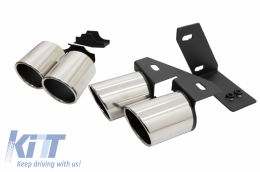 Exhaust Muffler Tips Tail Pipes suitable for Audi A4 B8 B9 (2009-up) S4 Quad Design-image-6054950