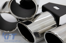 Exhaust Muffler Tips Tail Pipes suitable for Audi A4 B8 B9 (2009-up) S4 Quad Design-image-6054966