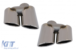 Exhaust Muffler Tips Tailpipes suitable for Audi Q5 8R (11.2008-2016) SQ5 Design Chrome-image-6076766