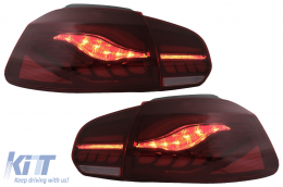 Fanali Full LED per VW Golf 6 VI 08-13 Red Smoke Sequential Dynamic LHD RHD-image-6082691