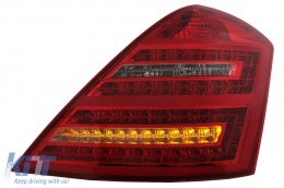 Fanali LED per Mercedes S W221 05-09 Red Clear Facelift Design Dynamic-image-6092536