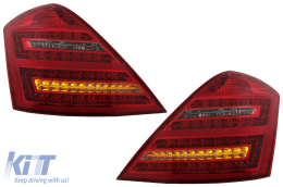 Fanali LED per Mercedes S W221 05-09 Red Clear Facelift Design Dynamic-image-6092537