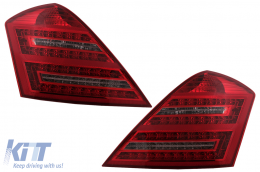 Fanali LED per Mercedes S W221 05-09 Red Clear Facelift Design Dynamic-image-6092547