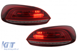 Fanali Luci Posteriori LED per VW Scirocco Hatchback 137 Mk3 08-14 Rosso Segnale Dinamico-image-6110156