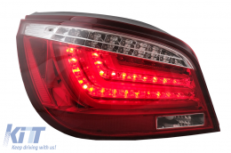 Fanali posteriori a barra LED per BMW Serie 5 E60 LCI 2007-2010 Rosso Trasparente-image-6105797