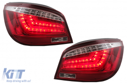 Fanali posteriori a barra LED per BMW Serie 5 E60 LCI 2007-2010 Rosso Trasparente-image-6105798