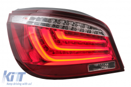 Fanali posteriori a barra LED per BMW Serie 5 E60 LCI 2007-2010 Rosso Trasparente-image-6105800