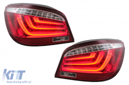 Fanali posteriori a barra LED per BMW Serie 5 E60 LCI 2007-2010 Rosso Trasparente-image-6105801