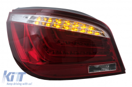 Fanali posteriori a barra LED per BMW Serie 5 E60 LCI 2007-2010 Rosso Trasparente-image-6105803