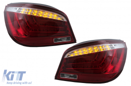 Fanali posteriori a barra LED per BMW Serie 5 E60 LCI 2007-2010 Rosso Trasparente-image-6105804