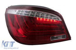 Fanali posteriori a barra LED per BMW Serie 5 E60 LCI 2007-2010 Rosso Trasparente-image-6105806