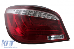 Fanali posteriori a barra LED per BMW Serie 5 E60 LCI 2007-2010 Rosso Trasparente-image-6105808