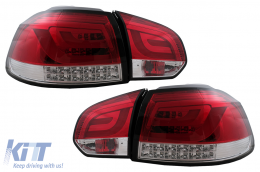 Fanali posteriori a LED per VW Golf 6 VI Hatchback 2008-2013 Rosso Trasparente-image-6105881