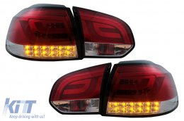 Fanali posteriori a LED per VW Golf 6 VI Hatchback 2008-2013 Rosso Trasparente-image-6105890