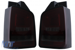 Fanali posteriori Full LED per VW Transporter V T5 Facelift 2010-2015 Dynamic Signal Fumo Rosso-image-6100032