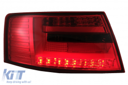 Fanali posteriori LED BAR per Audi A6 C6 4F Berlina 04.2004-2008 7 PIN Fumo rosso-image-6078348