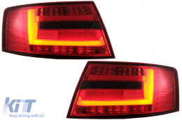 Fanali posteriori LED BAR per Audi A6 C6 4F Berlina 04.2004-2008 7 PIN Fumo rosso-image-6078351