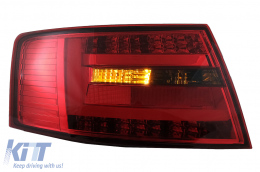 Fanali posteriori LED BAR per Audi A6 C6 4F Berlina 04.2004-2008 7 PIN Fumo rosso-image-6078354