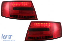 Fanali posteriori LED BAR per Audi A6 C6 4F Berlina 04.2004-2008 7 PIN Fumo rosso-image-6078358