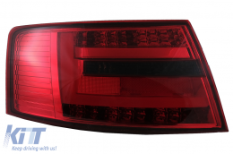 Fanali posteriori LED BAR per Audi A6 C6 4F Berlina 04.2004-2008 7 PIN Fumo rosso-image-6078361