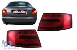 Fanali posteriori LED BAR per Audi A6 C6 4F Berlina 04.2004-2008 7 PIN Fumo rosso-image-6079086