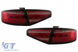 Fanali posteriori LED per Audi A4 B8 Sedan 2012-2015 Rosso Trasparente Svolta Dinamiche-image-6109941