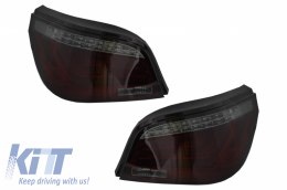 Fanali posteriori LED per BMW Serie 5 E60 2003-2007 Luci Fendinebbia Fumo Rosso-image-6048236