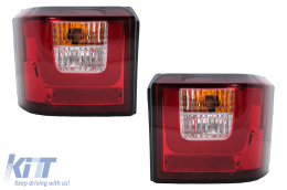 Fanali posteriori LED per VW T4 Transporter Caravelle Multivan 1990-2003 Rosso Trasparente-image-6105831