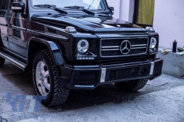 Предна Решетка , Подходящ за Mercedes G-Class W463 (1990-2012) G65 Дизайн Piano Black Хром Frame-image-6011041