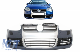 Предна Броня, подходяща за VW Golf V 5 (2003-2007) Jetta (2005-2010) R32 Изглед на Решетка с матов алуминий-image-6049539