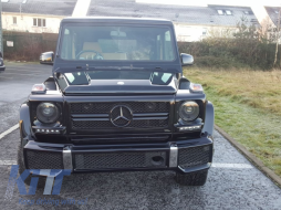 Предна Решетка подходяща за MERCEDES W463 G-Class (1990-2012) New G65 G63 Дизайн Piano Full Черен Edition-image-6023470