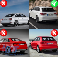 Дифузьор на Задна Броня , подходящ за Audi A3 8V Хечбек Sportback (2012-2015) с Пълна изпускателна система S3 Дизайн-image-6030710