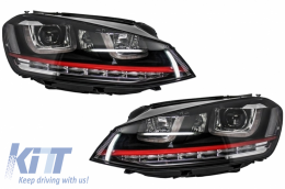 Предна Броня, подходяща за VW Golf VII Golf 7 (2013-2017) TFSI Look с Фарове 3D LED DLR RED FLOWING Turn Light-image-6100305