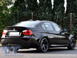 Задна Броня , подходяща за BMW 3 Series E90 (2004-2011) M3 Дизайн със Спойлер за багажник и Накрайници за ауспух-image-6018440