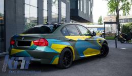 Задна Броня , подходяща за BMW 3 Series E90 (2004-2011) M3 Дизайн със Спойлер за багажник и Накрайници за ауспух-image-6019642