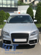 Предна Броня с Предна Решетка подходяща за Audi A4 B7 (2004-2008) RS4 Дизайн Черен-image-6027873