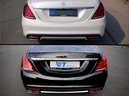 Задна дифузьор, Черен Накрайници за ауспух , подходящи за Mercedes S-Class W222 Спортна линия Package (2013-06.2017)-image-6049409